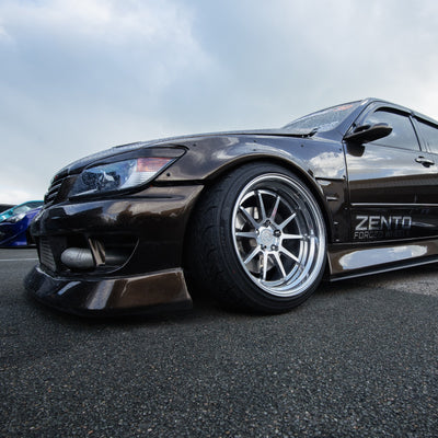 Zento MS1 x Toyota Altezza Drift Matsuri with camber, shown with polished finish and Zentino tyres