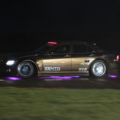 Zento MS1 x Toyota Altezza Drift Matsuri with camber, shown with polished finish and Zentino tyres night drift